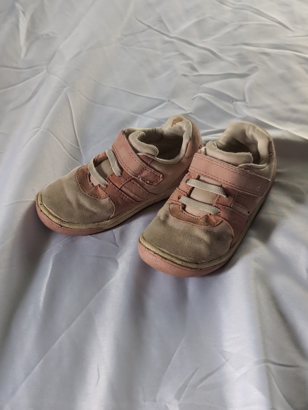 Stride Rite Kids Pink and Cream Velcro Athletic Shoes